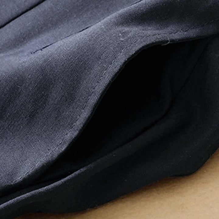 Buddha Stones Pantaloni harem da donna in lino tinta unita, a vita alta, con bottoni, stile estivo minimalista e tasche. - image 7
