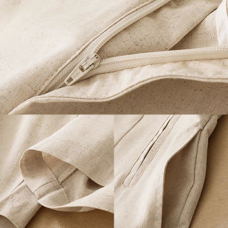 Buddha Stones Pantaloni harem da donna in lino tinta unita, a vita alta, con bottoni, stile estivo minimalista e tasche. - image 11