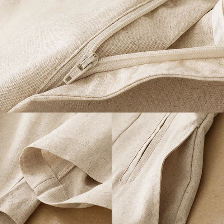 Buddha Stones Pantaloni harem da donna in lino tinta unita, a vita alta, con bottoni, stile estivo minimalista e tasche. - image 11