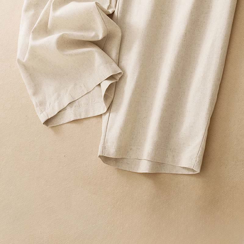 Buddha Stones Pantaloni harem da donna in lino tinta unita, a vita alta, con bottoni, stile estivo minimalista e tasche. - image 12