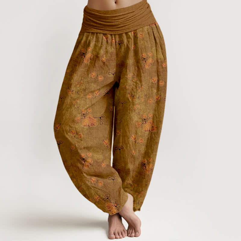 Buddha Stones Pantaloni harem da donna in puro cotone con elastico in vita e fantasia floreale a fiori di calendula. - Perù - US16, UK/AU20, EU48 (3XL) - image 5