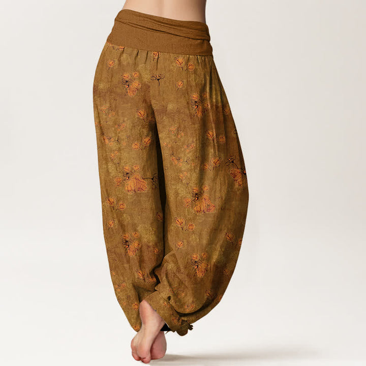 Buddha Stones Pantaloni harem da donna in puro cotone con elastico in vita e fantasia floreale a fiori di calendula. - image 6