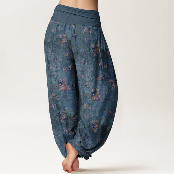 Buddha Stones Pantaloni harem da donna in puro cotone con elastico in vita e fantasia floreale a fiori di calendula. - image 9
