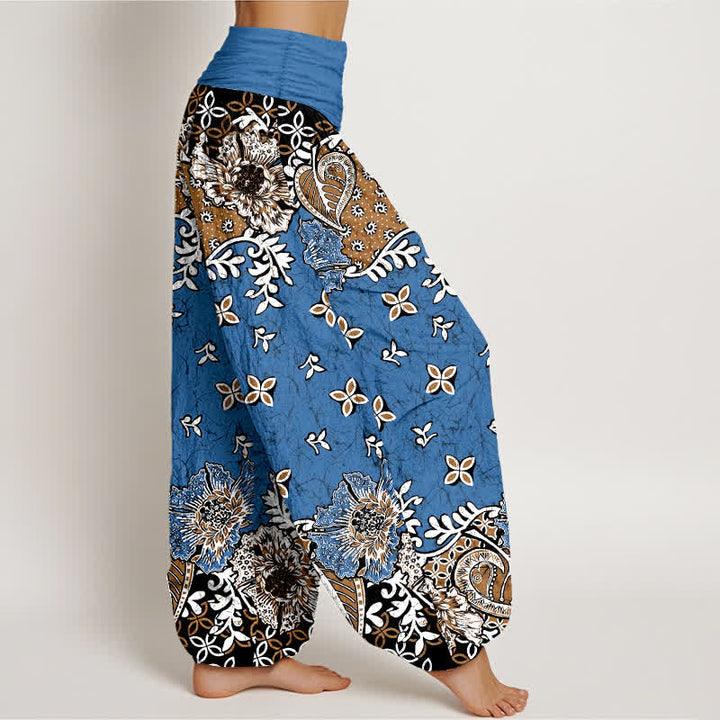 Buddha Stones Pantaloni harem da donna in puro cotone con fantasia floreale paisley e vita elasticizzata. - image 2