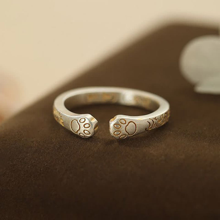 Buddha Stones Anello a zampa di gatto in argento sterling 999 - image 2