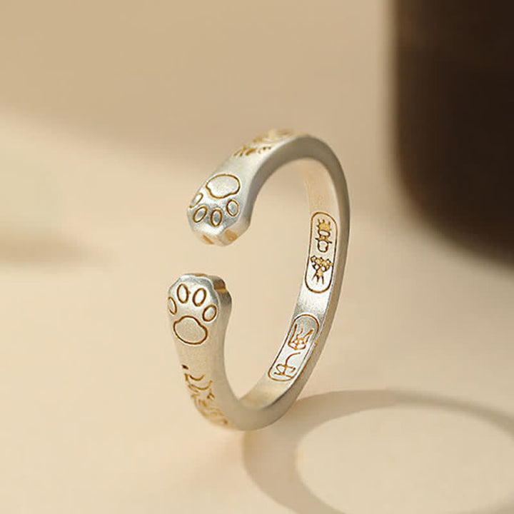 Buddha Stones Anello a zampa di gatto in argento sterling 999 - Argento sterling 999 (17,8 mm) - image 0