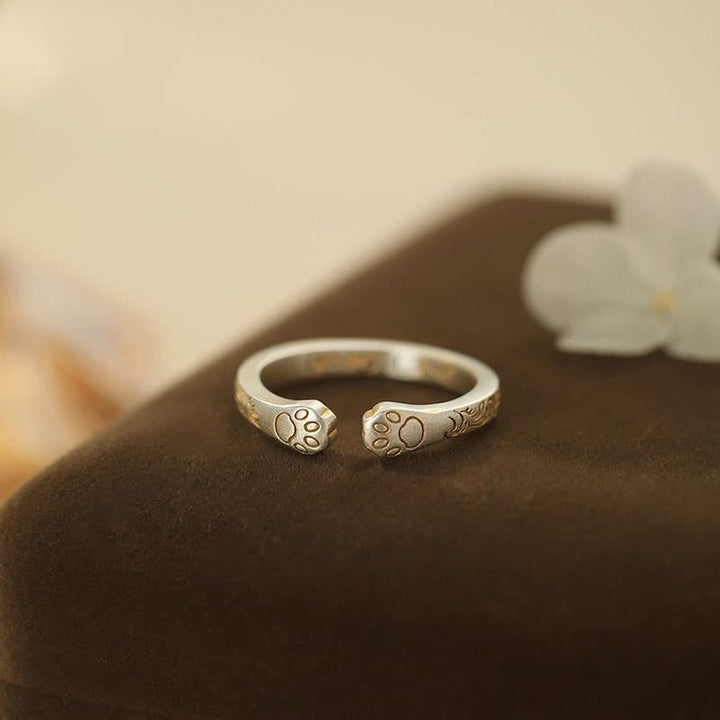 Buddha Stones Anello a zampa di gatto in argento sterling 999 - image 3