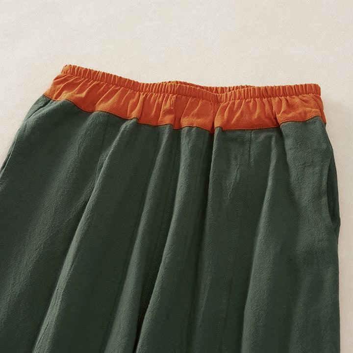 Pantaloni harem da donna in velluto a coste con contrasto di colore, foderati in pile termico e tasche, con Buddha Stones - image 38