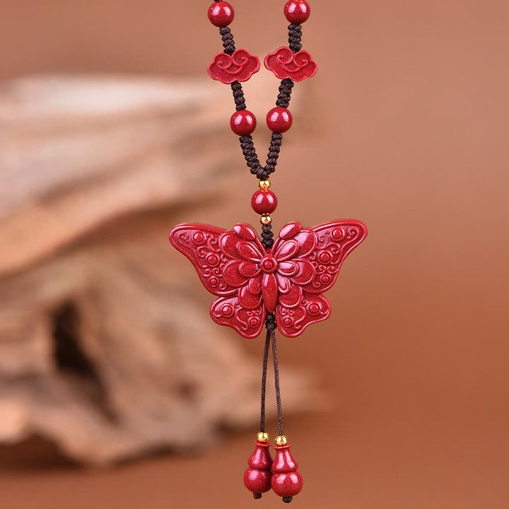 Buddha Stones Collana Cinnabar Butterfly Freedom Rope - image 3