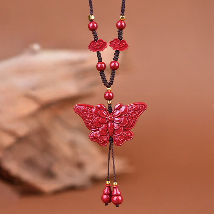 Buddha Stones Collana Cinnabar Butterfly Freedom Rope - image 8