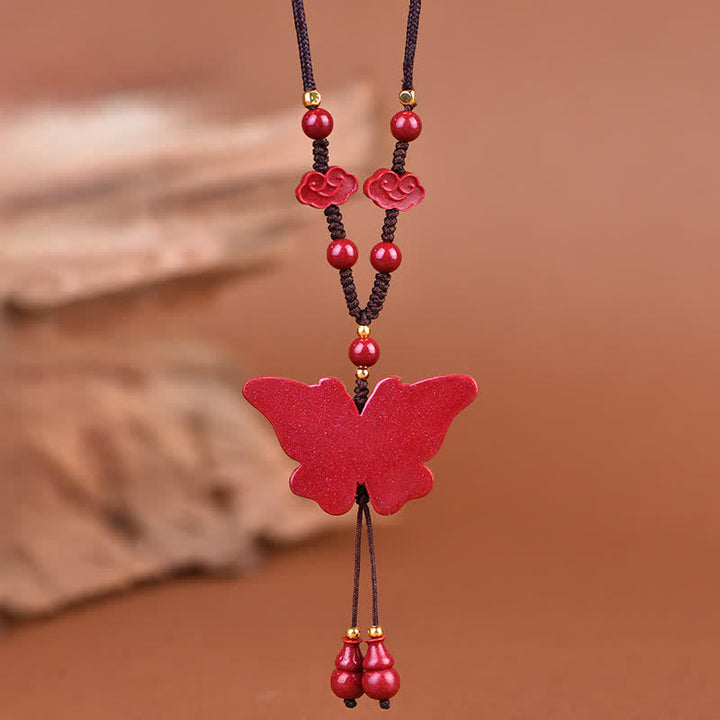 Buddha Stones Collana Cinnabar Butterfly Freedom Rope - image 4