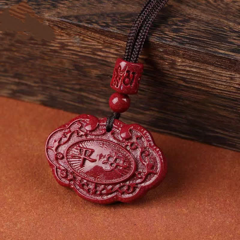 Buddha Stones Collana portafortuna con lucchetto Ruyi e personaggio Fu Cinnabar - image 8