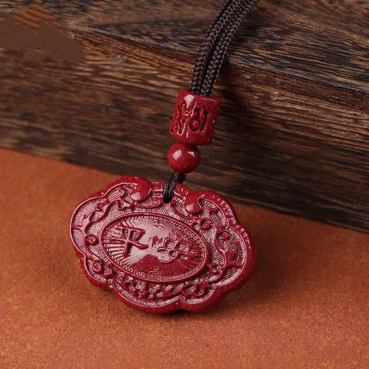 Buddha Stones Collana portafortuna con lucchetto Ruyi e personaggio Fu Cinnabar - image 8