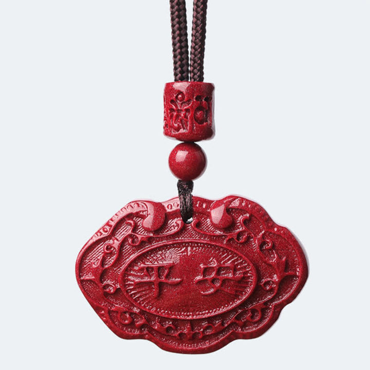 Buddha Stones Collana portafortuna con lucchetto Ruyi e personaggio Fu Cinnabar - image 10