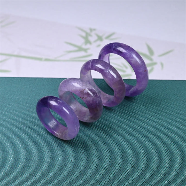 Buddha Stones Anello di consapevolezza spirituale con ametista naturale - image 1