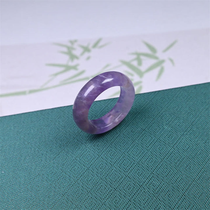 Buddha Stones Anello di consapevolezza spirituale con ametista naturale - image 2