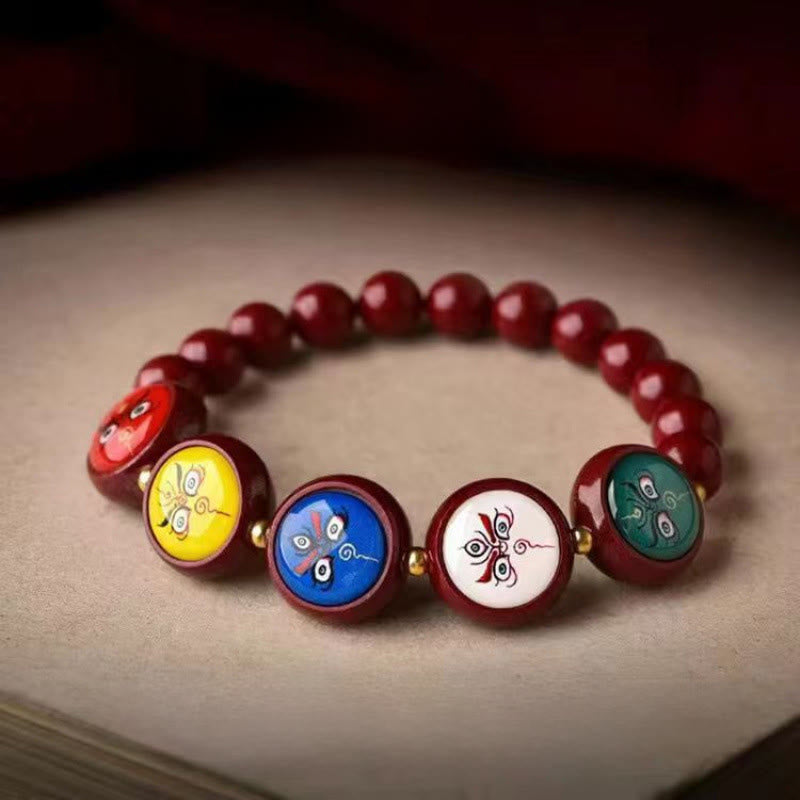 Buddha Stones Braccialetto portafortuna delle Cinque Direzioni e della Ricchezza con Cinnabro Naturale - Braccialetto da 8 mm con le Cinque Direzioni della Ricchezza (circonferenza del polso 15-16 cm) - Cinabro - image 15