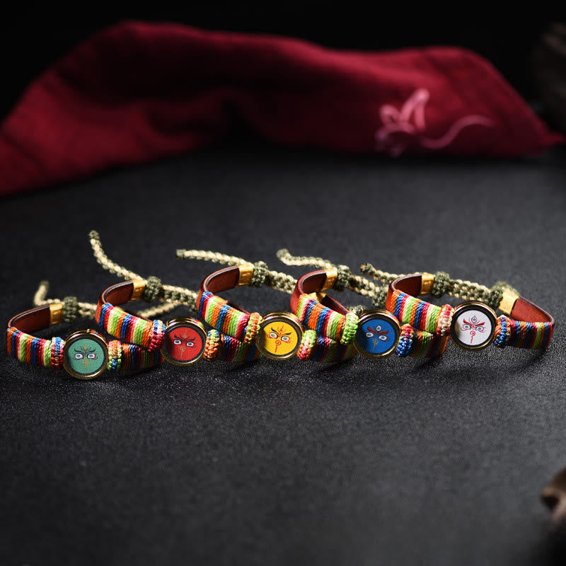 Buddha Stones Braccialetto con la benedizione dell'occhio di Buddha e delle cinque direzioni tibetane della ricchezza - image 0