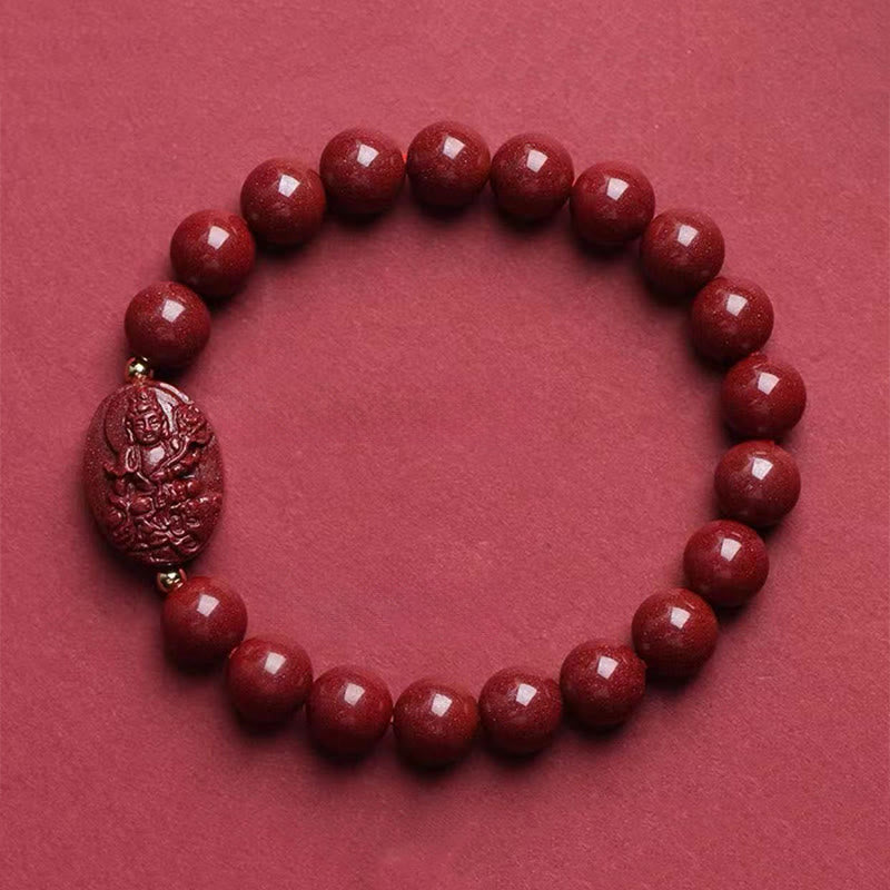Buddha Stones Braccialetto portafortuna in cinabro con Buddha dello zodiaco cinese - Drago/Serpente - Samantabhadra Bodhisattva (Circonferenza del polso: 15-16 cm) - image 12