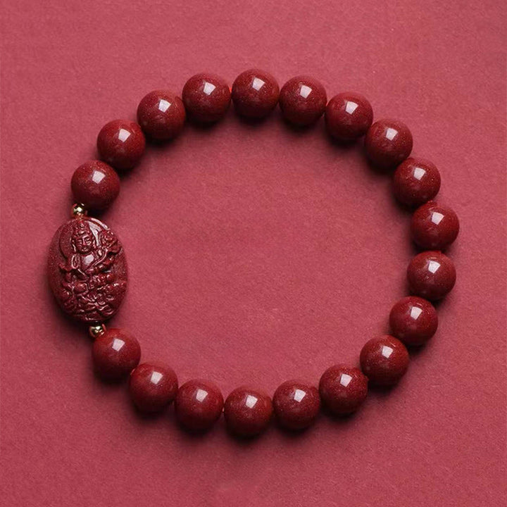 Buddha Stones Braccialetto portafortuna in cinabro con Buddha dello zodiaco cinese - Drago/Serpente - Samantabhadra Bodhisattva (Circonferenza del polso: 15-16 cm) - image 12