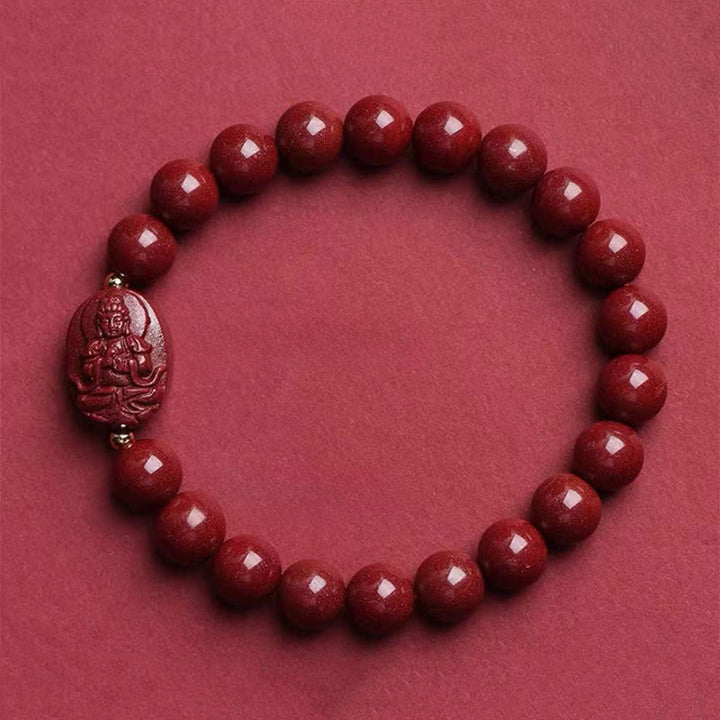 Buddha Stones Braccialetto portafortuna in cinabro con Buddha dello zodiaco cinese - Capra/Scimmia-Tathagata (Circonferenza del polso: 15-16 cm) - image 13