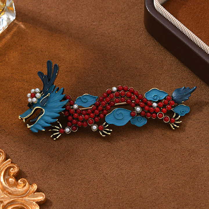 Buddha Stones Spilla portafortuna Drago Blu e Turchese Rosso - image 3