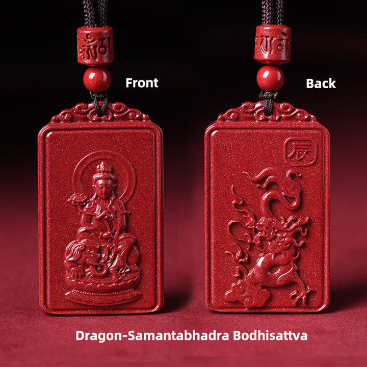 Buddha Stones Collana con ciondolo portafortuna del Buddha natale dello zodiaco cinese in cinabro - Bodhisattva Drago-Samantabhadra - 19*34 mm - image 17