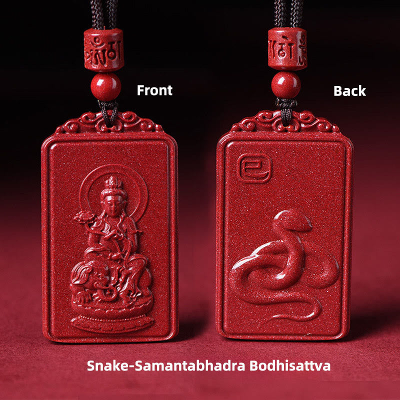 Buddha Stones Collana con ciondolo portafortuna del Buddha natale dello zodiaco cinese in cinabro - Serpente-Samantabhadra Bodhisattva - 19*34 mm - image 18