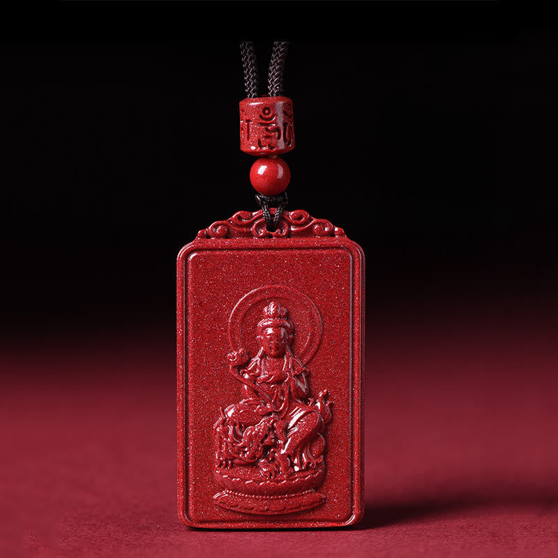 Buddha Stones Collana con ciondolo portafortuna del Buddha natale dello zodiaco cinese in cinabro - image 10