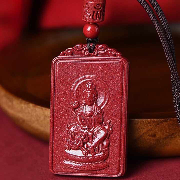 Buddha Stones Collana con ciondolo portafortuna del Buddha natale dello zodiaco cinese in cinabro - image 12