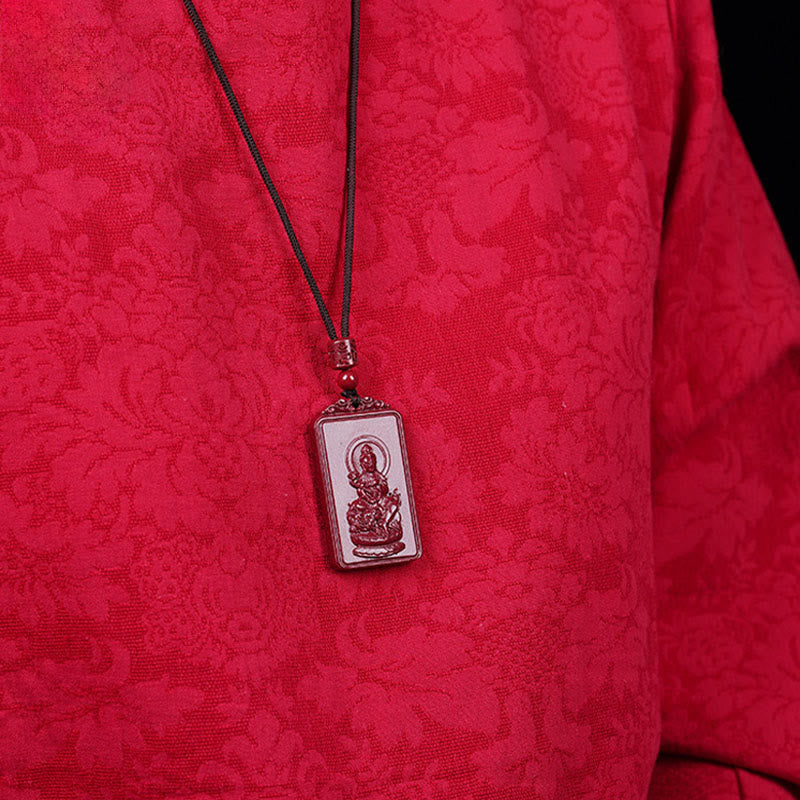 Buddha Stones Collana con ciondolo portafortuna del Buddha natale dello zodiaco cinese in cinabro - image 15