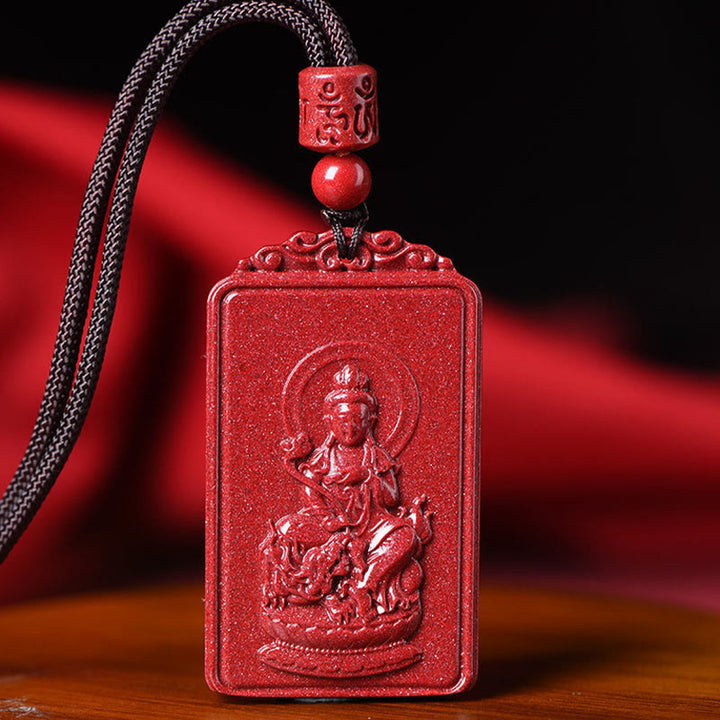 Buddha Stones Collana con ciondolo portafortuna del Buddha natale dello zodiaco cinese in cinabro - image 11
