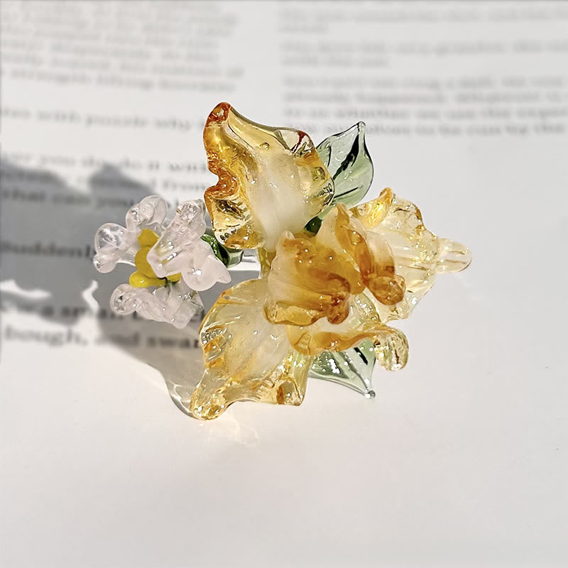 Buddha Stones Anello della saggezza con fiore di iris Liuli - Giallo (17 mm) (Colore, forma e dimensioni possono variare) - image 4