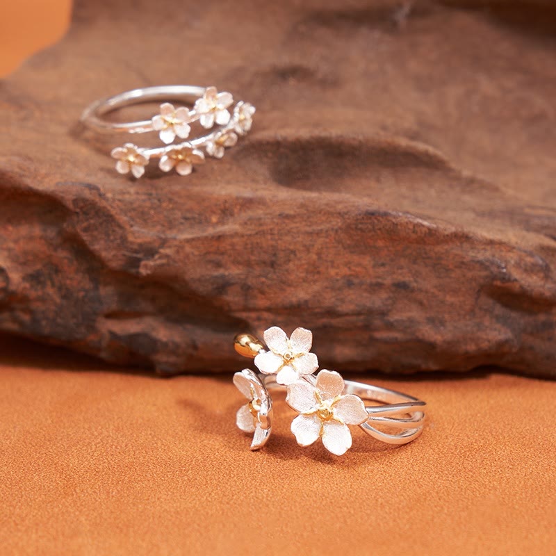 Buddha Stones Anello regolabile in argento sterling 925 con design a fiore di iris, ideale come protezione. - image 5