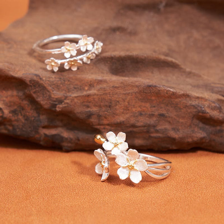 Buddha Stones Anello regolabile in argento sterling 925 con design a fiore di iris, ideale come protezione. - image 5