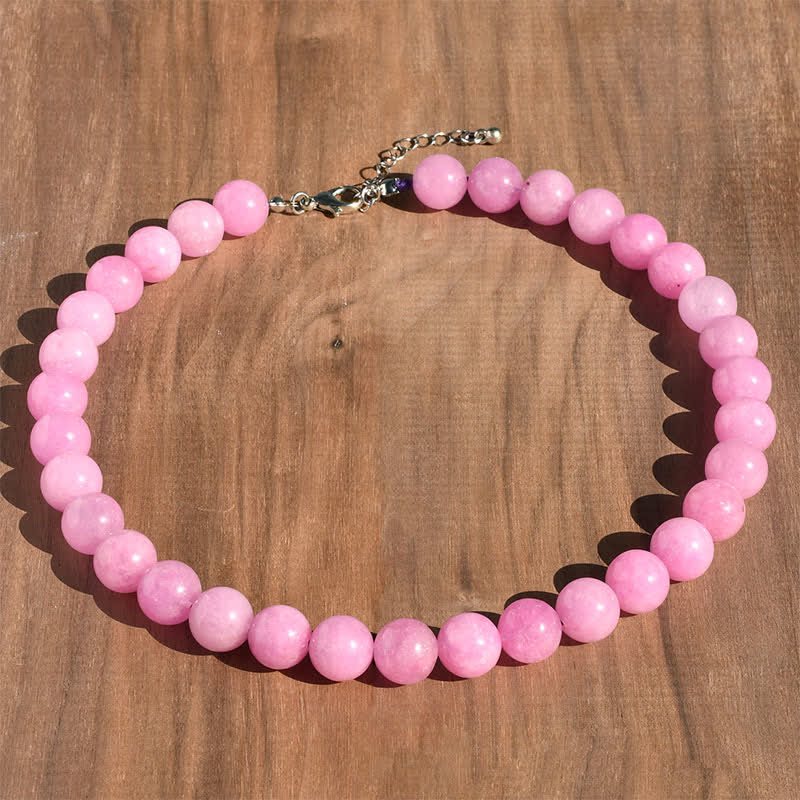 Buddha Stones Collana curativa con perle di tormalina acquamarina naturale da 12 mm - Kunzite naturale (il colore può variare) - image 6