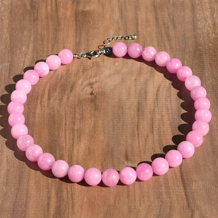Buddha Stones Collana curativa con perle di tormalina acquamarina naturale da 12 mm - Kunzite naturale (il colore può variare) - image 6
