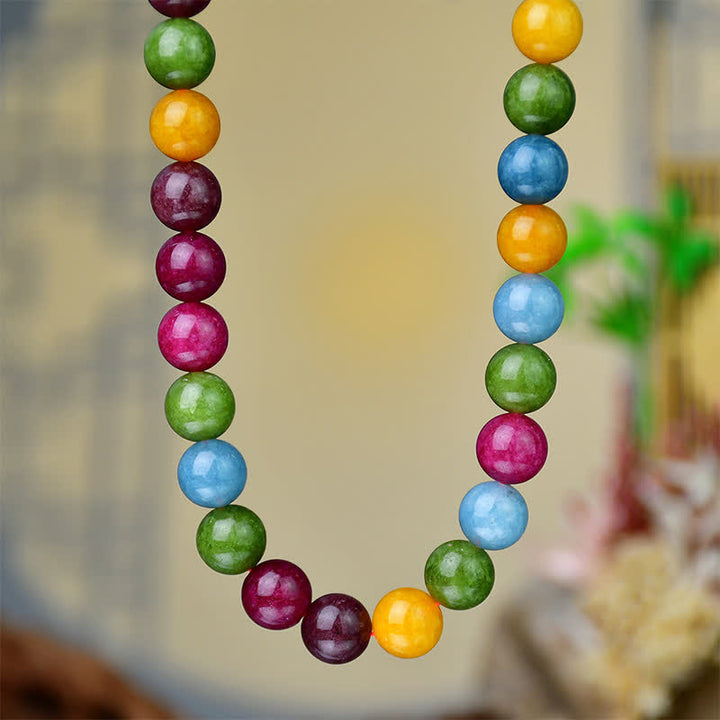 Buddha Stones Collana curativa con perle di tormalina acquamarina naturale da 12 mm - image 4