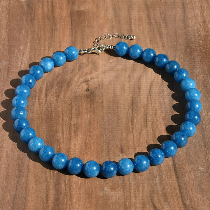 Buddha Stones Collana curativa con perle di tormalina acquamarina naturale da 12 mm - Apatite naturale (il colore può variare) - image 15
