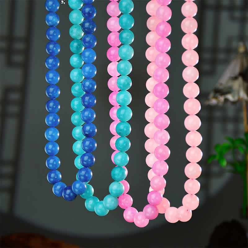 Buddha Stones Collana curativa con perle di tormalina acquamarina naturale da 12 mm - image 18