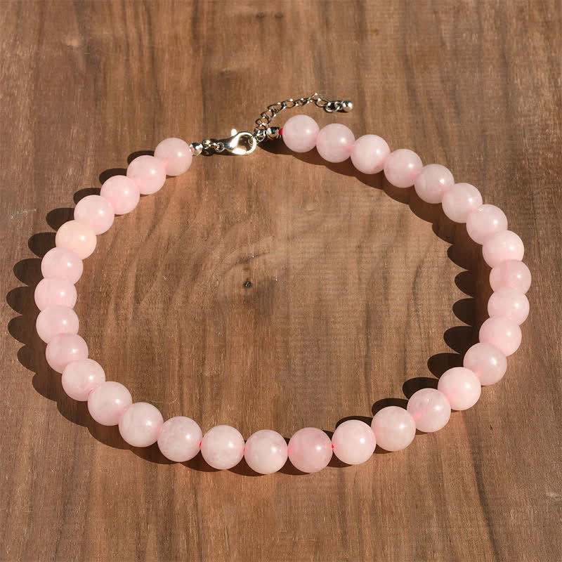 Buddha Stones Collana curativa con perle di tormalina acquamarina naturale da 12 mm - Quarzo rosa naturale (il colore può variare) - image 8