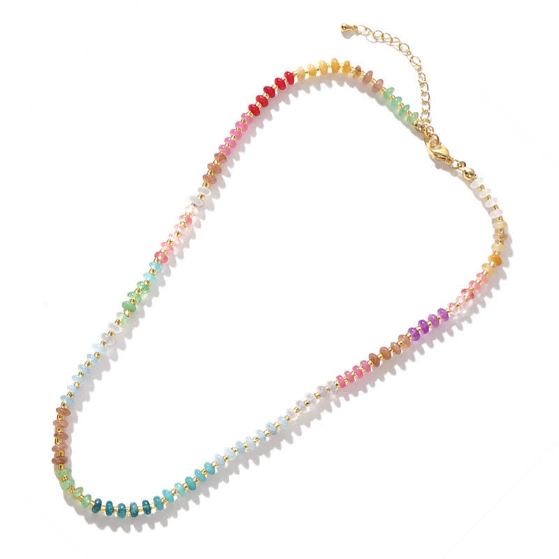 Buddha Stones Collana terapeutica con perle sfumate di acquamarina naturale, quarzo trasparente e topazio. - image 1