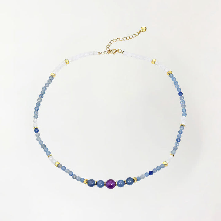 Buddha Stones Collana rilassante con perle di avventurina blu naturale e giada bianca - Avventurina blu naturale (il colore può variare) - image 0