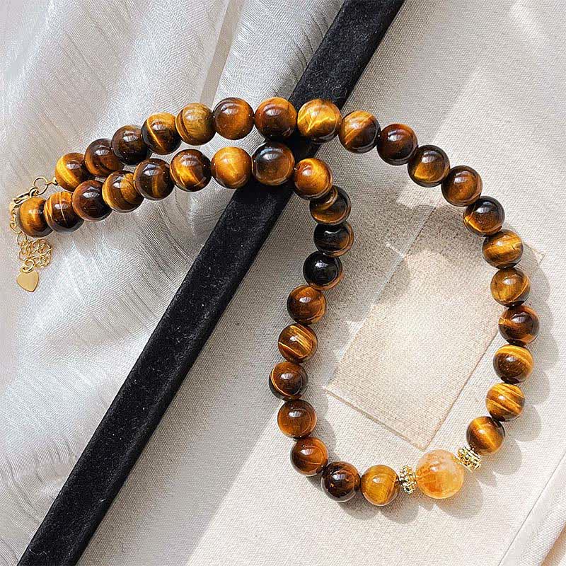 Buddha Stones Collana con perle di citrino occhio di tigre naturale e simbolo del coraggio - image 4