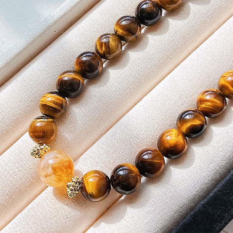 Buddha Stones Collana con perle di citrino occhio di tigre naturale e simbolo del coraggio - image 9