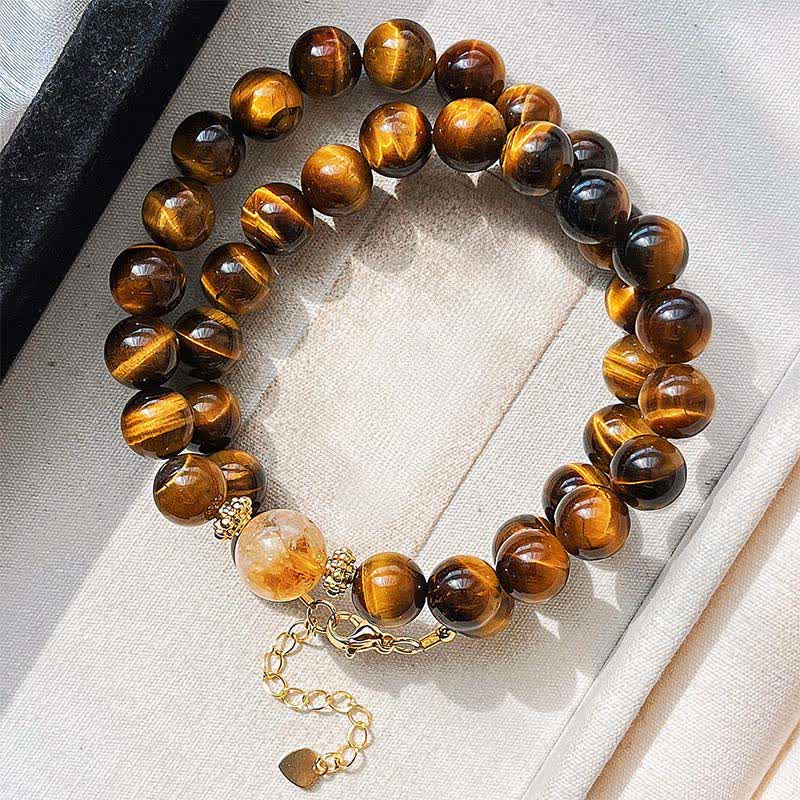 Buddha Stones Collana con perle di citrino occhio di tigre naturale e simbolo del coraggio - image 2