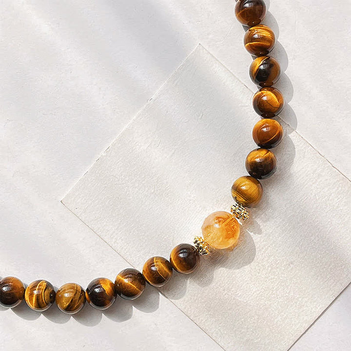 Buddha Stones Collana con perle di citrino occhio di tigre naturale e simbolo del coraggio - image 8