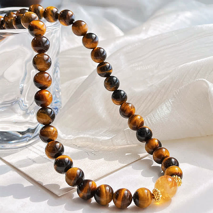 Buddha Stones Collana con perle di citrino occhio di tigre naturale e simbolo del coraggio - image 3