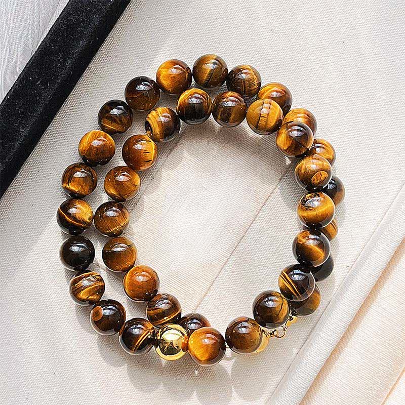 Buddha Stones Collana con perline di rame occhio di tigre naturale e simbolo del coraggio - image 2