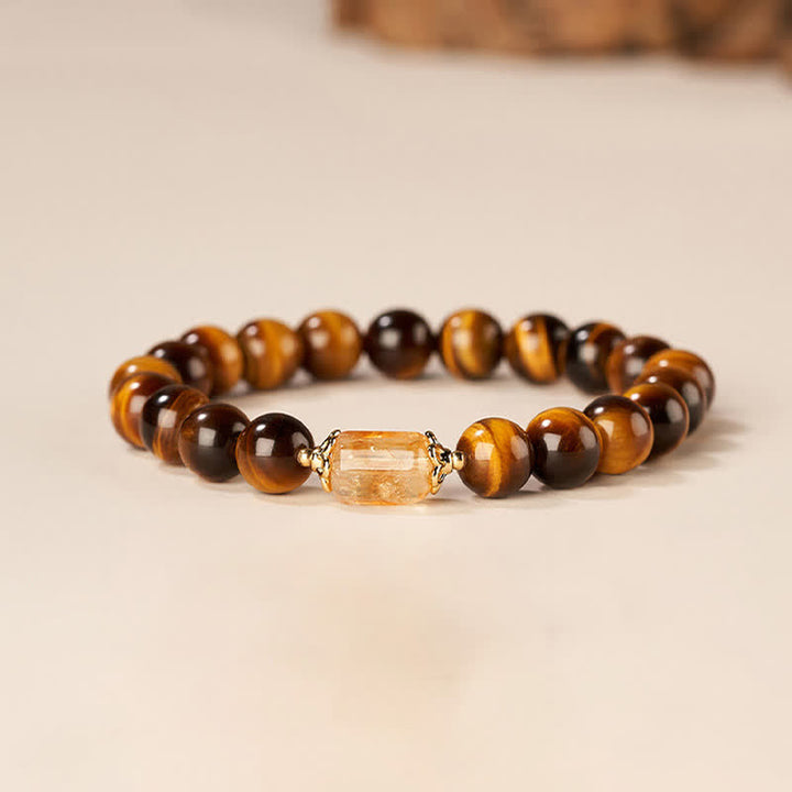 Buddha Stones Bracciale rinforzato con perle di citrino occhio di tigre - image 1